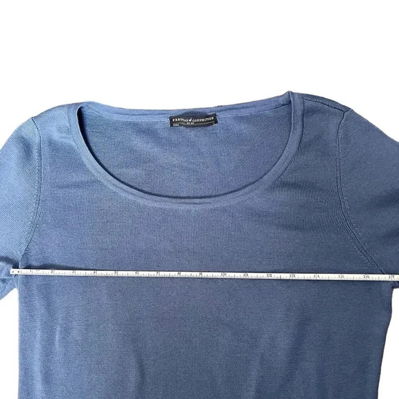 Peruvian Connection Size Medium Blue Long Sleeve Sweater Top Scoop Neck Knit - Picture 5 of 5